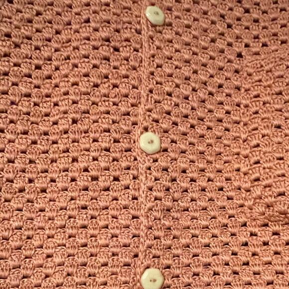 Savannah Morrow The Label Rico Crochet Button Up Sweater in Guava Size M/L NWT - Picture 2 of 8